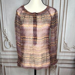 Isabel Marant brown and cream and  Smocked  Blouse